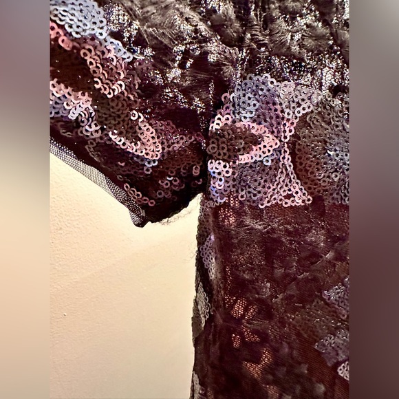 BCBGMAXAZRIA Samara Gunmetal Combo Lace and Sequined Evening Dress, Size 0 - Picture 10 of 13